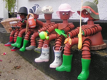 Photo Gallery Image - Flower pot men at Langleigh Gift Shop, Berrynarbor